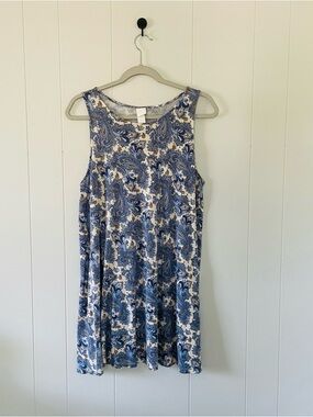 H&M Blue and White Paisley Midi Dress